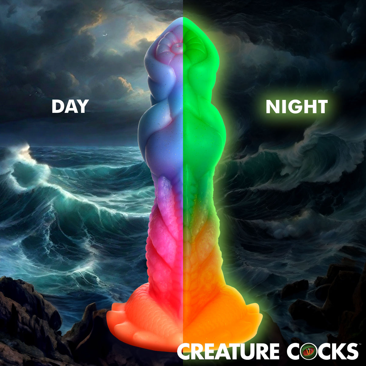 Aqua-Cock Glow-In-The-Dark Silicone Dildo, Silicone (view 5)