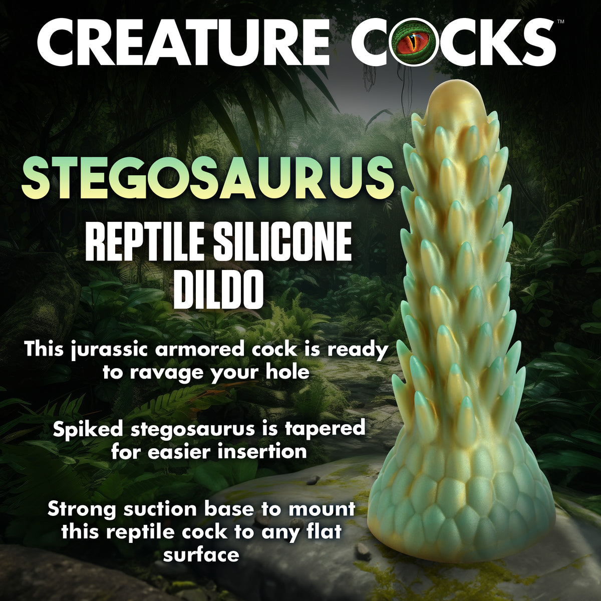 Stegosaurus Spiky Reptile Silicone Dildo, Silicone (view 2)