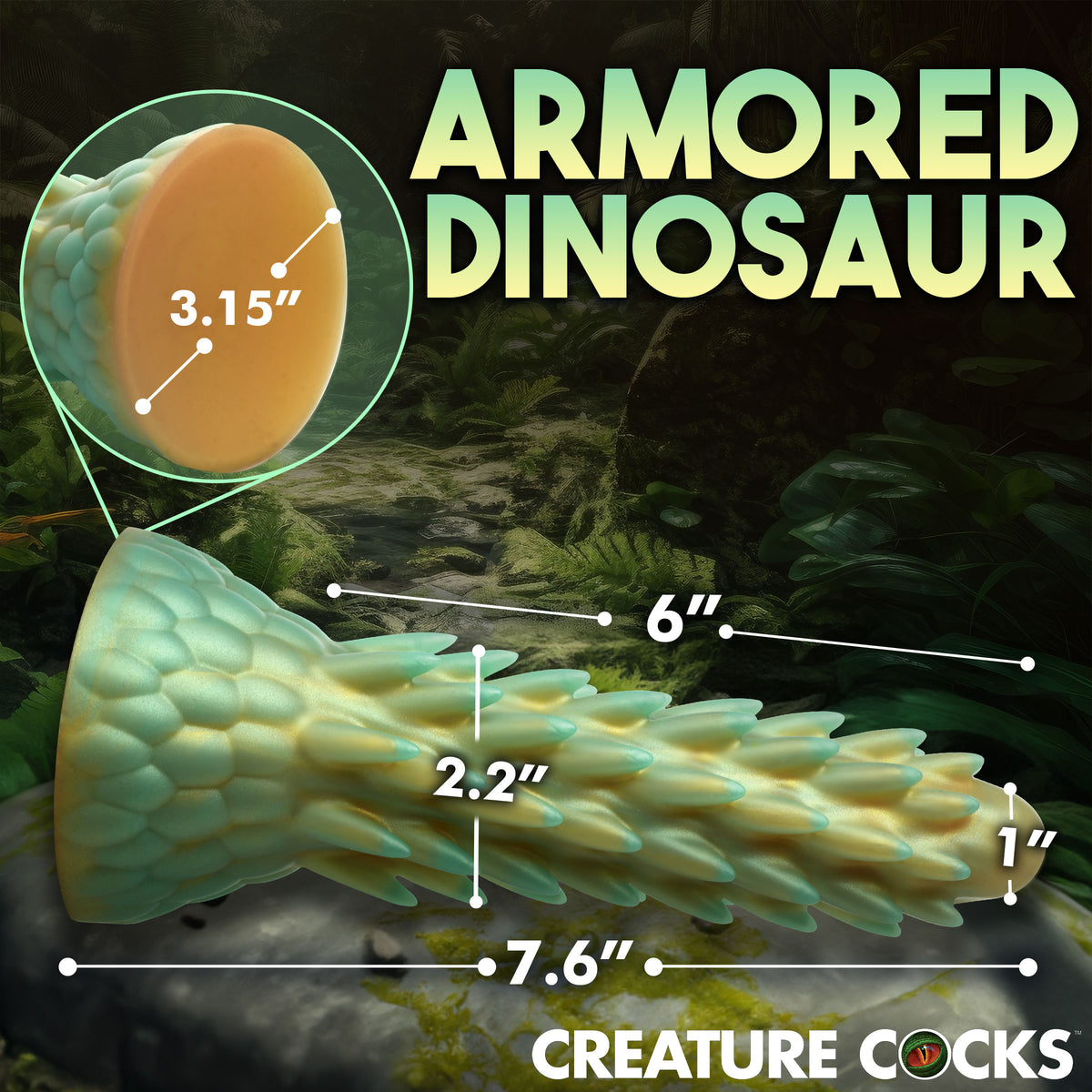 Stegosaurus Spiky Reptile Silicone Dildo, Silicone (view 4)