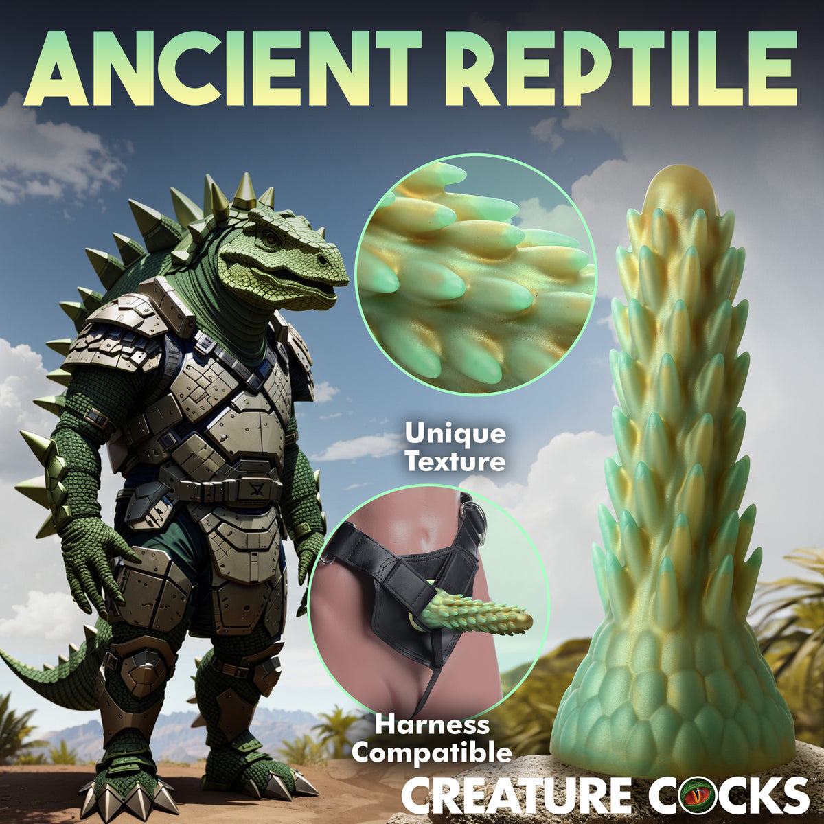 Stegosaurus Spiky Reptile Silicone Dildo, Silicone (view 6)