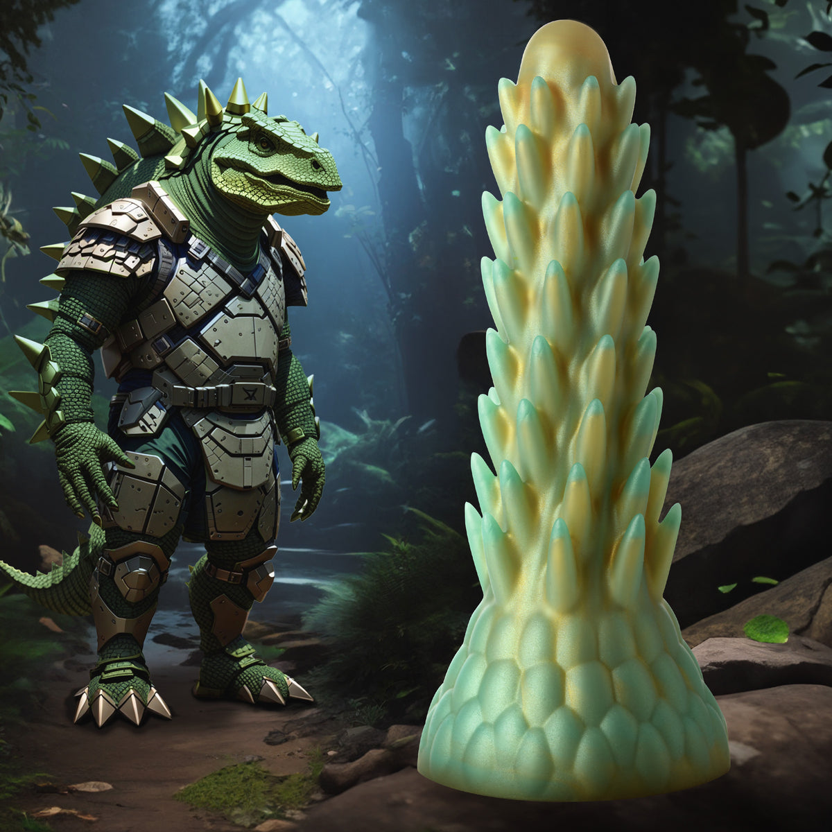 Stegosaurus Spiky Reptile Silicone Dildo, Silicone