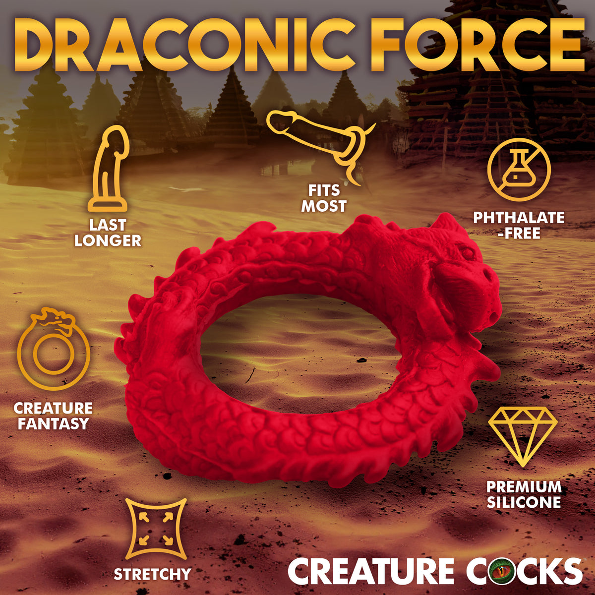 Rise of the Dragon Silicone Cock Ring, Silicone (view 5)