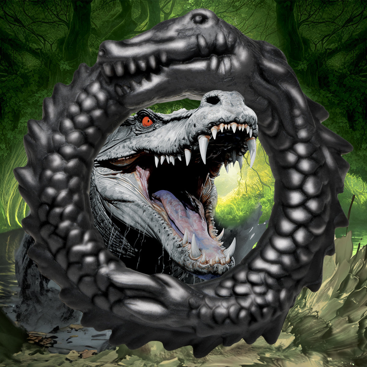 Black Caiman Silicone Cock Ring, Silicone