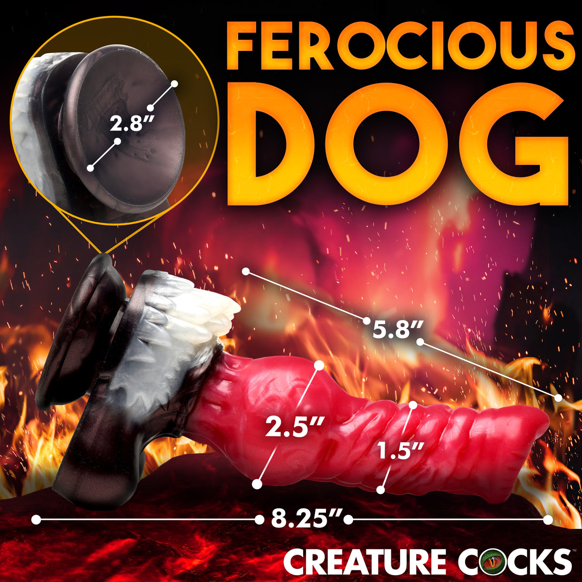 Cujo Canine Silicone Dildo - Large, Silicone (view 4)