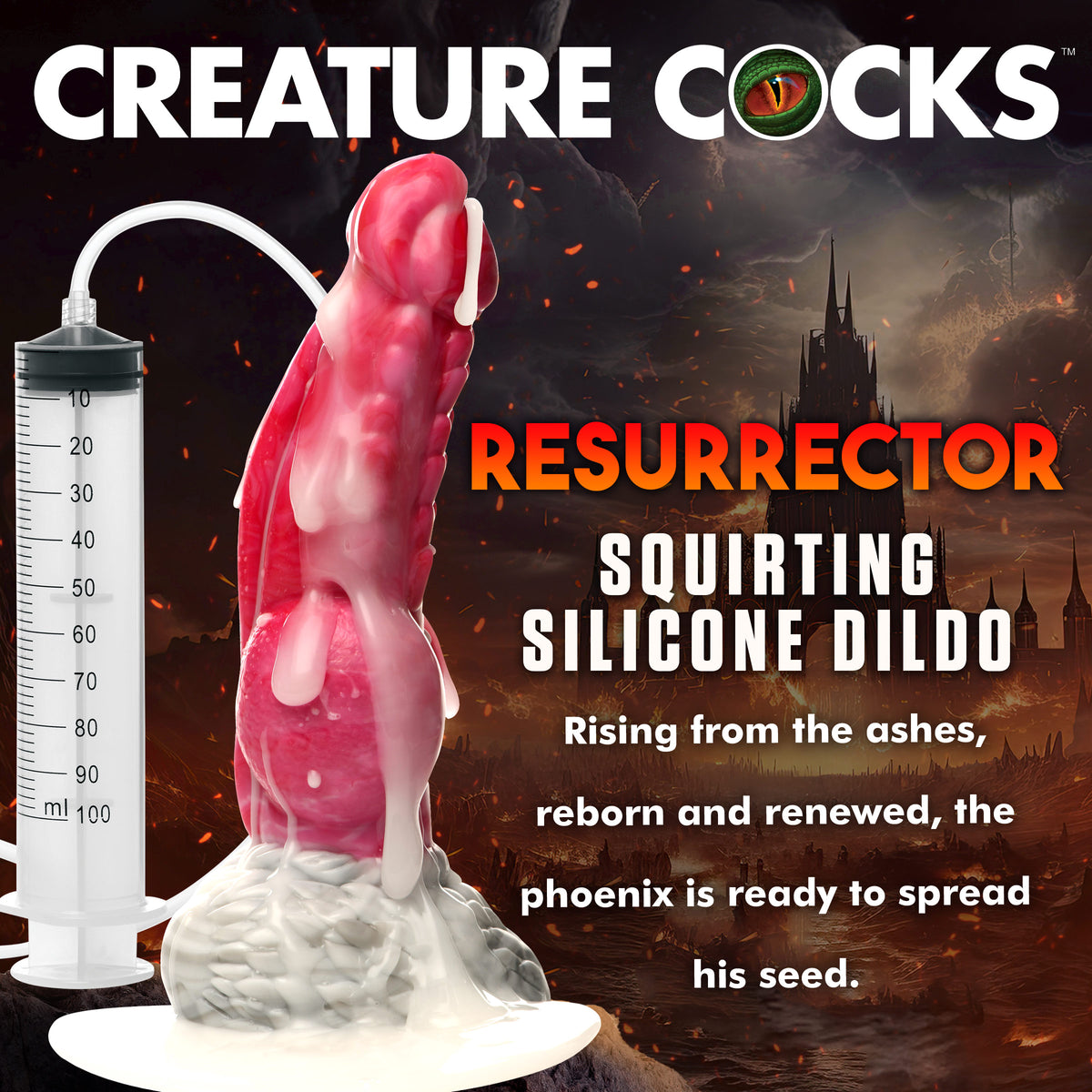 Resurrector Phoenix Squirting Silicone Dildo, Silicone (view 2)