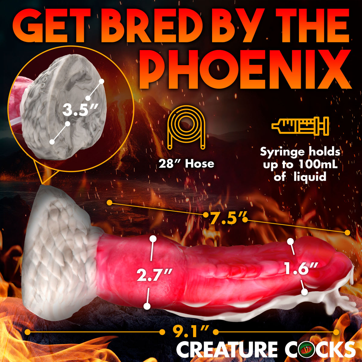Resurrector Phoenix Squirting Silicone Dildo, Silicone (view 4)