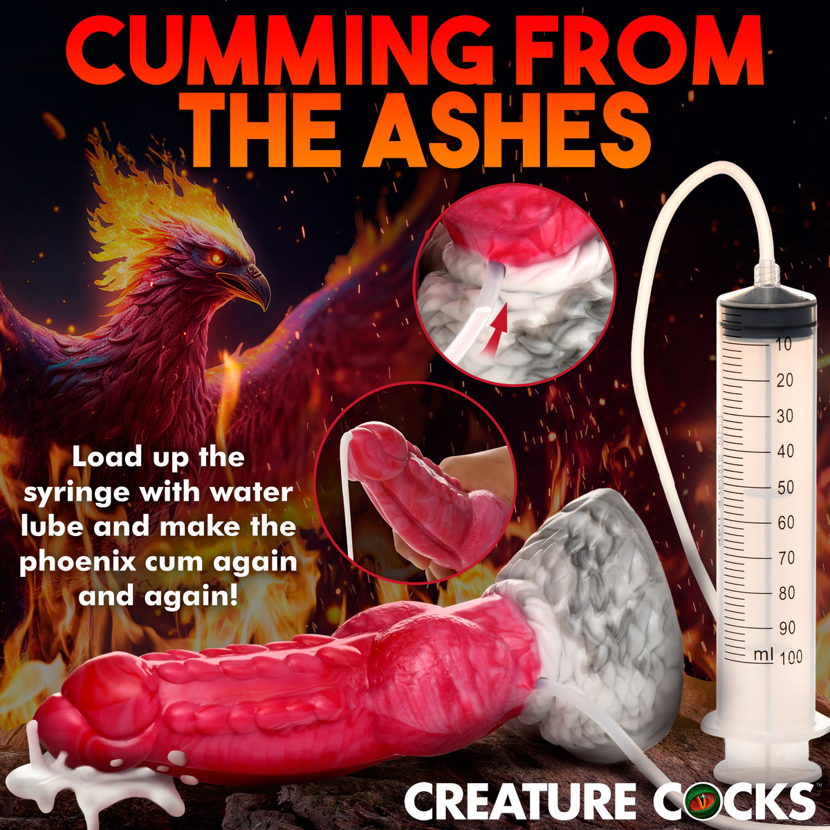 Resurrector Phoenix Squirting Silicone Dildo, Silicone (view 6)