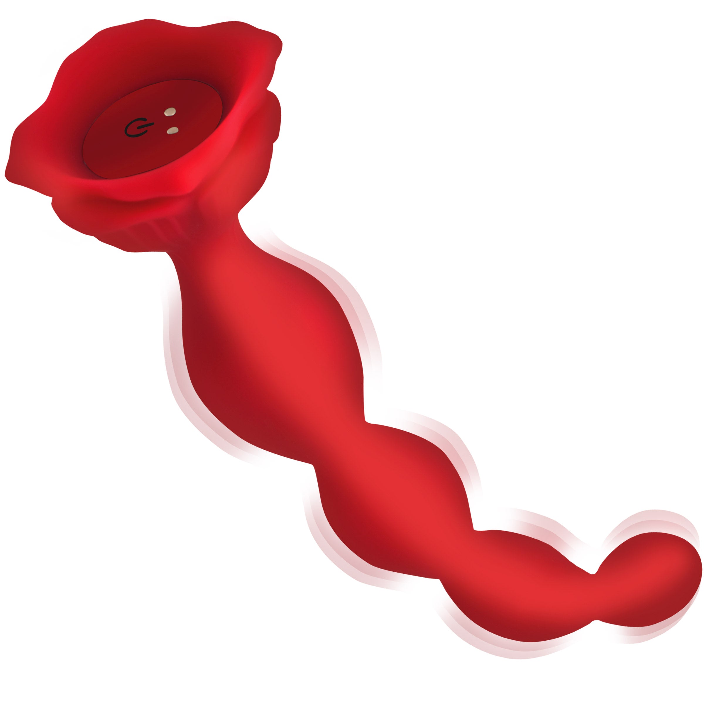 9 Speed Beaded Bloom Silicone Rose Vibrator - Red