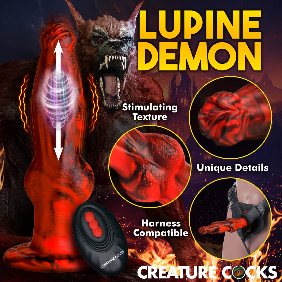 Hell Wolf Thrusting and Vibrating Silicone Dildo, Silicone (view 6)