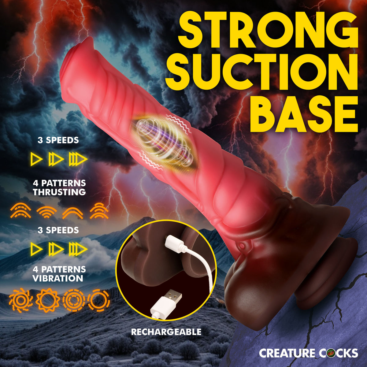 Deluxe Centaur Thrusting &amp; Vibrating Silicone Dildo, Silicone (view 4)