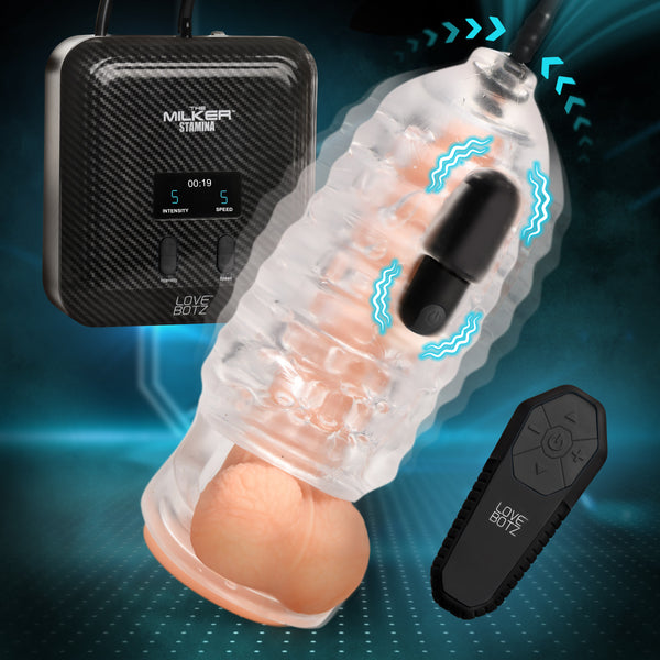 The Milker Stamina with Automatic Stroking, Suction and Vibration – masturbator, Silicone