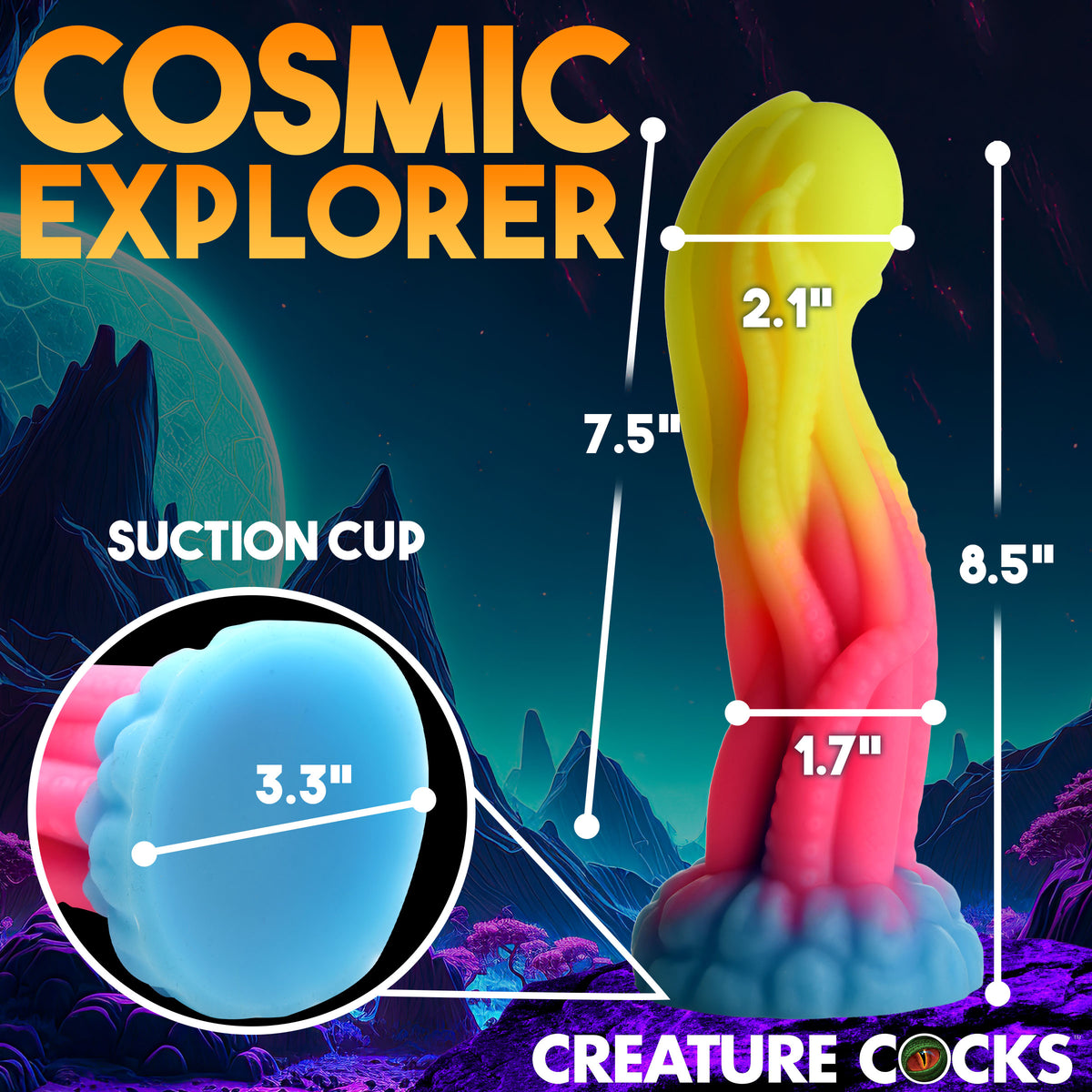 Tenta-Glow Glow-In-The-Dark Silicone Dildo, Silicone (view 4)
