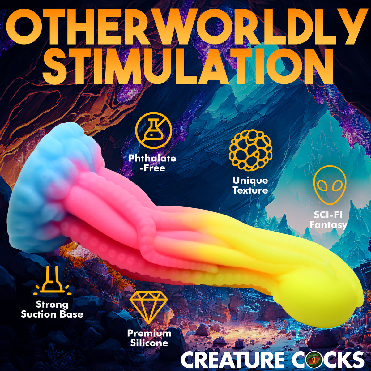 Tenta-Glow Glow-In-The-Dark Silicone Dildo, Silicone (view 6)