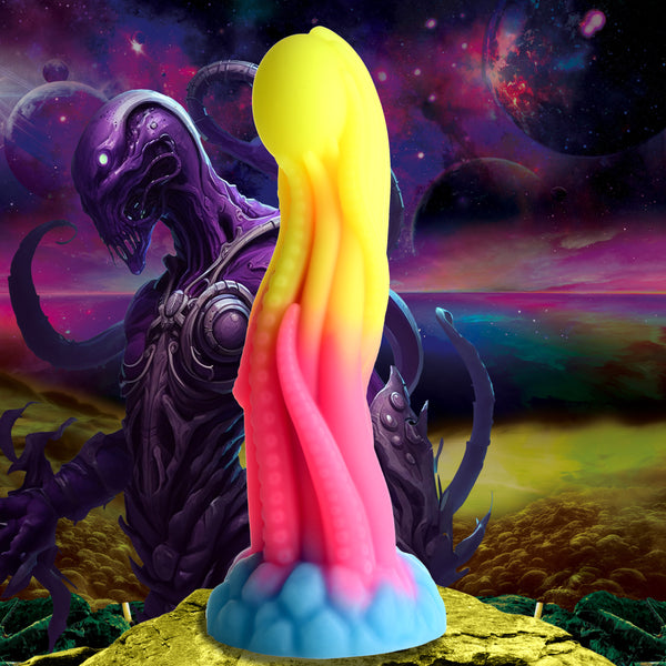 Tenta-Glow Glow-In-The-Dark Silicone Dildo, Silicone