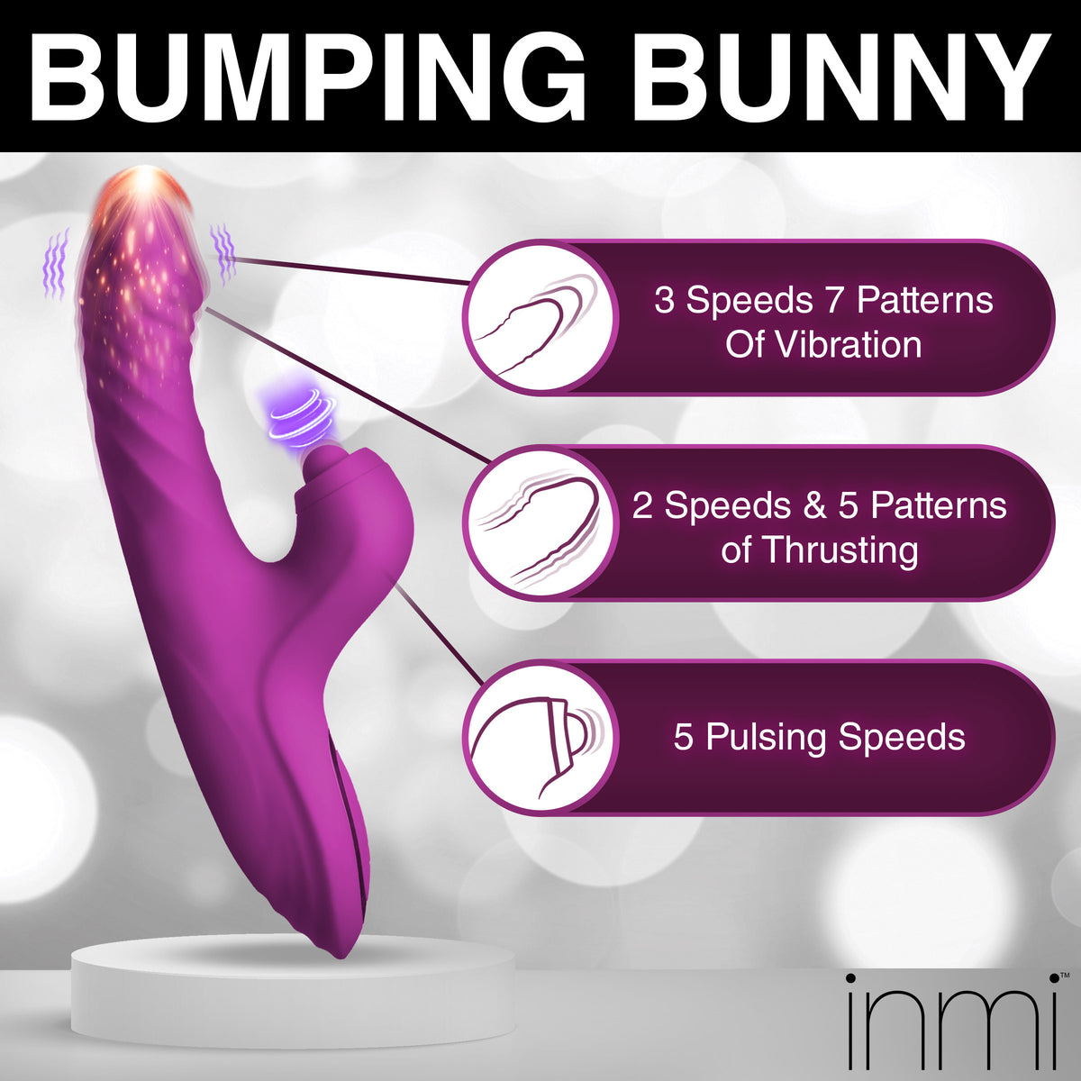 Bumping Bunny Thrusting &amp; Pulsing Silicone Rabbit Vibrator, Silicone (view 5)