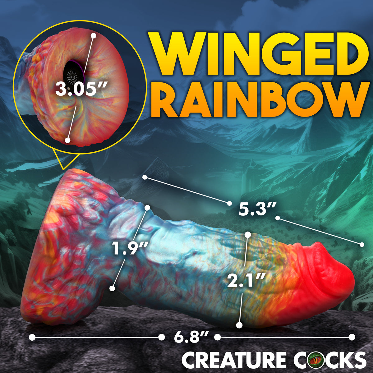 Rainbow Phoenix Vibrating Silicone Dildo with Remote, Silicone (view 4)