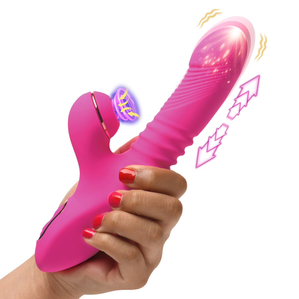 Pro-Thrust Thrusting Suction Silicone Rabbit Vibrator, Silicone