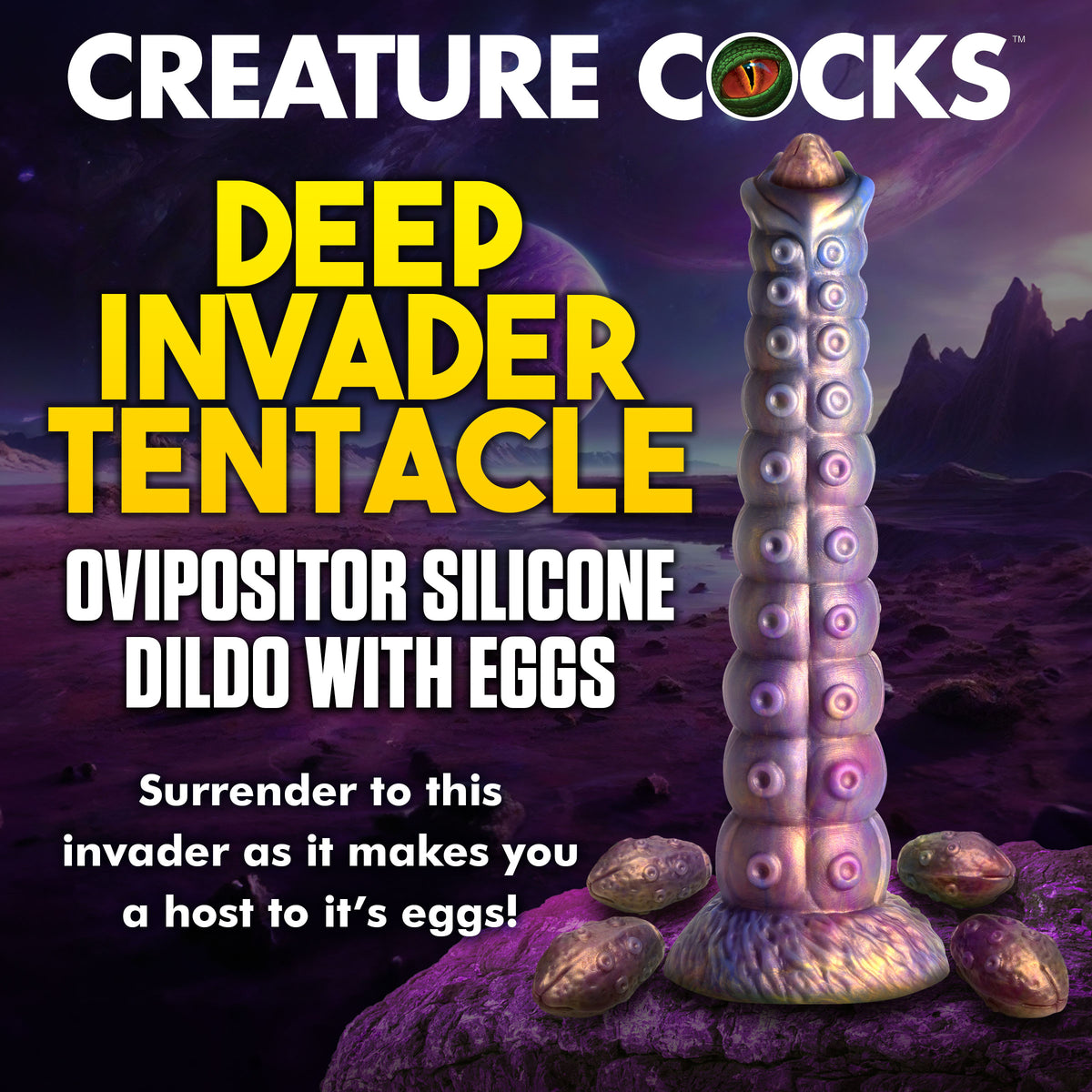 Deep Invader Tentacle Ovipositor Silicone Dildo with Eggs, Silicone (view 2)