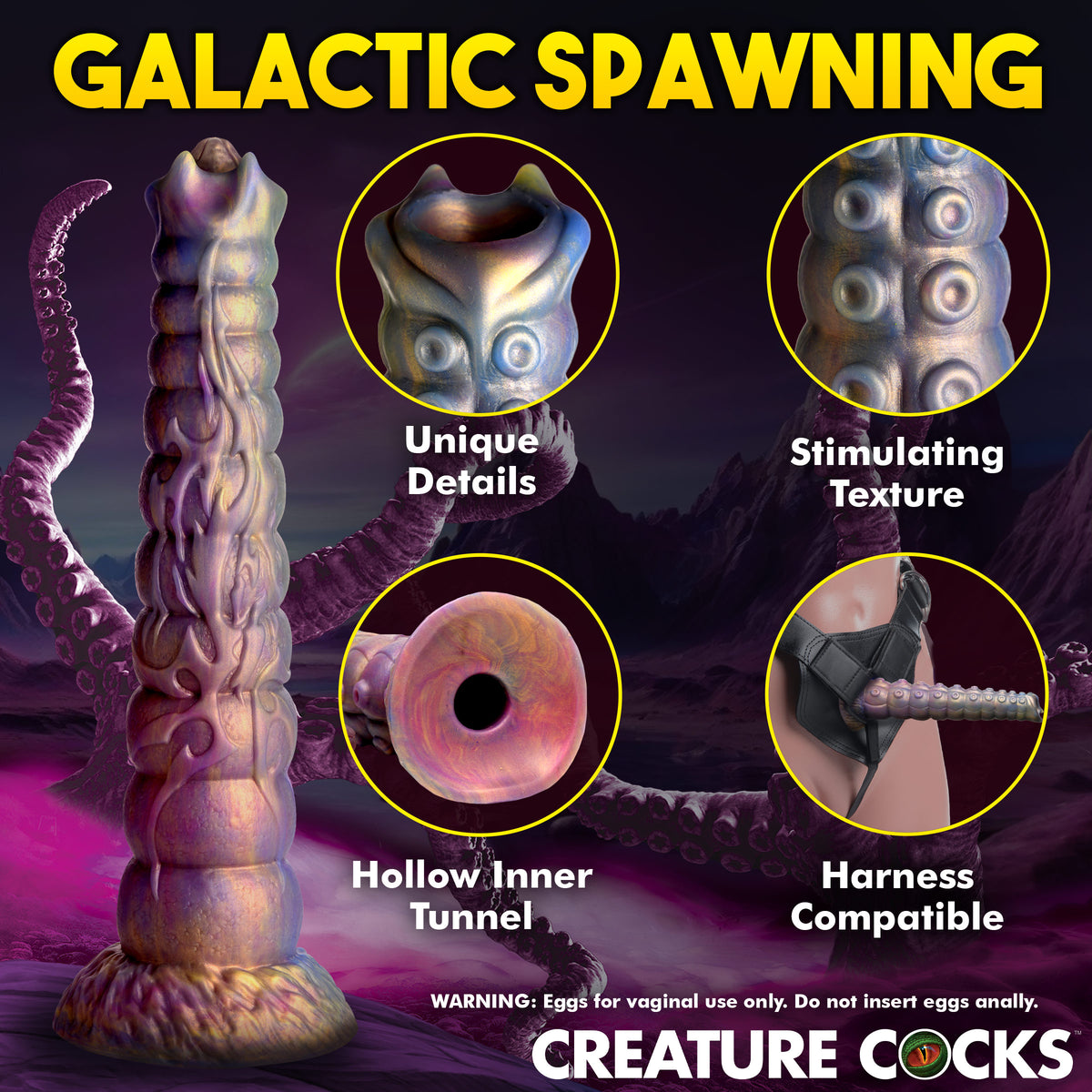 Deep Invader Tentacle Ovipositor Silicone Dildo with Eggs, Silicone (view 6)