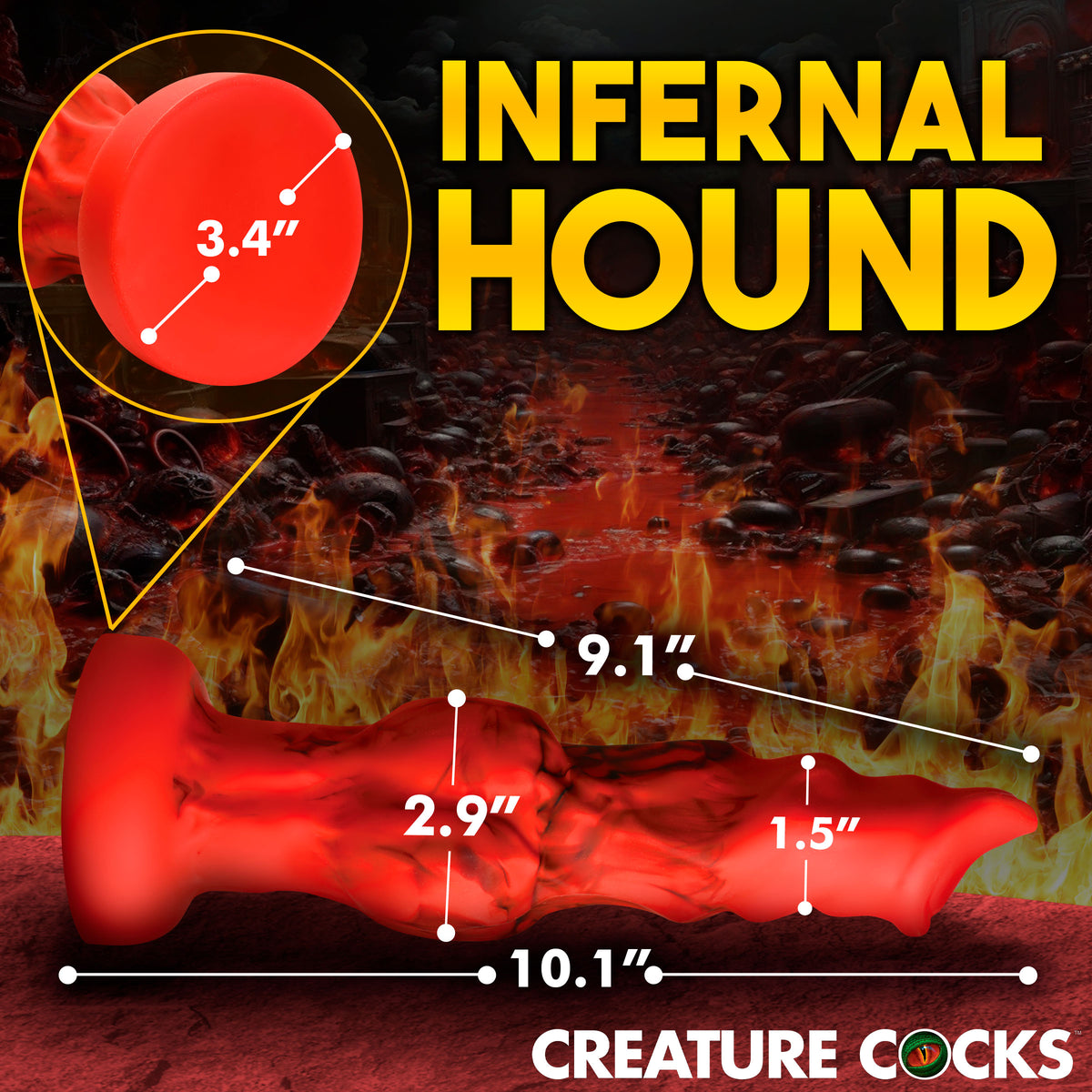 Fire Hound Silicone Dildo - Large, Silicone (view 4)
