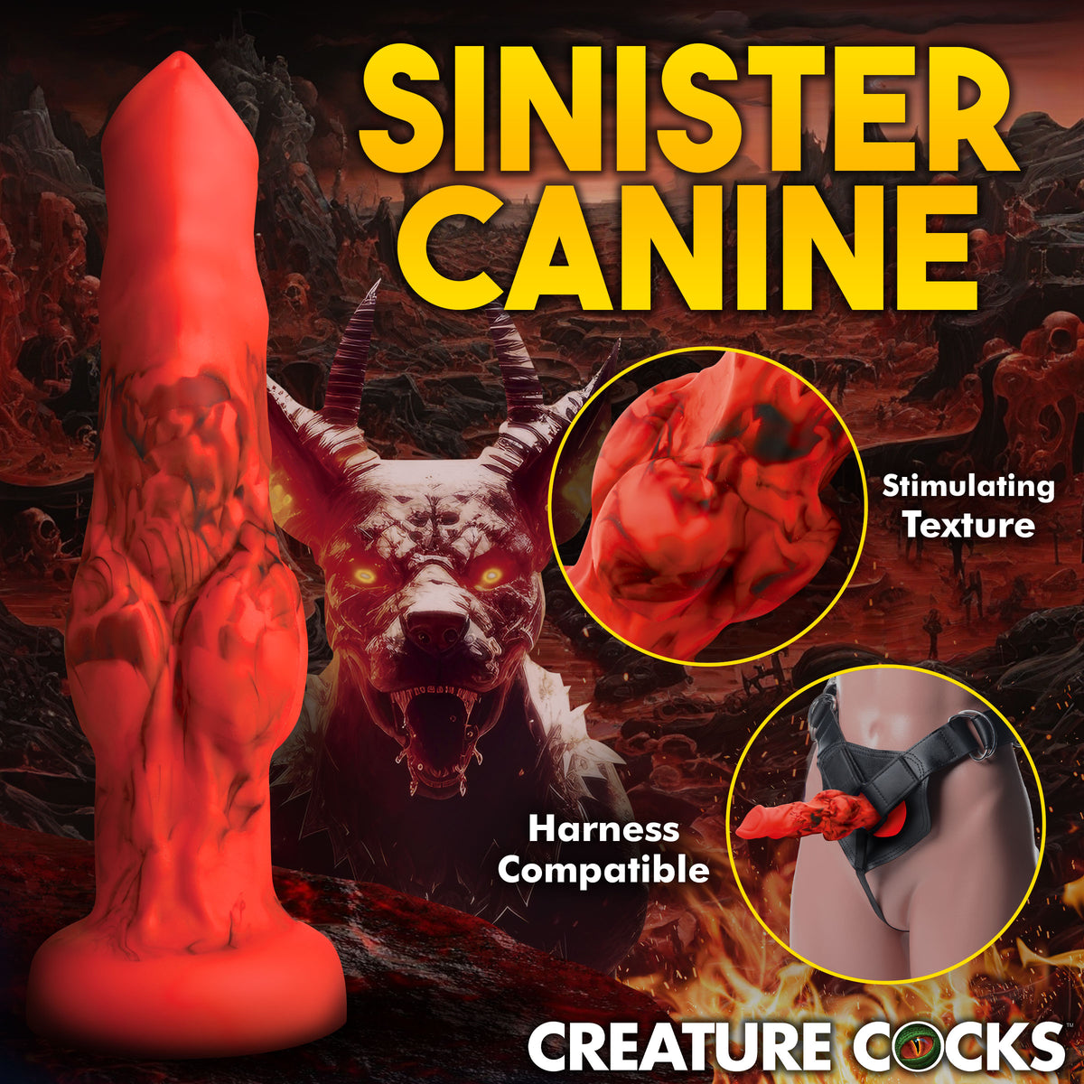 Fire Hound Silicone Dildo - Large, Silicone (view 6)