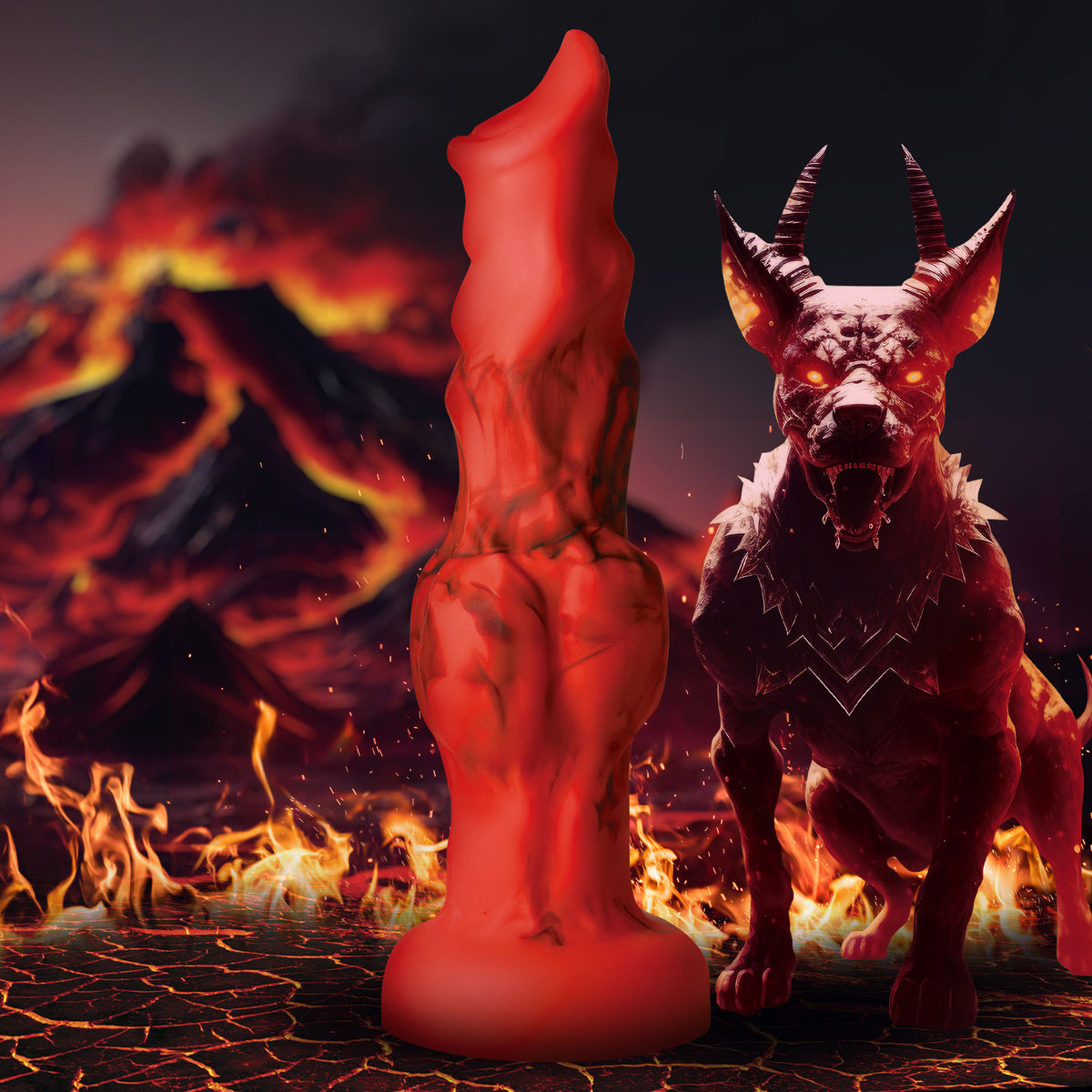 Fire Hound Silicone Dildo - Large, Silicone