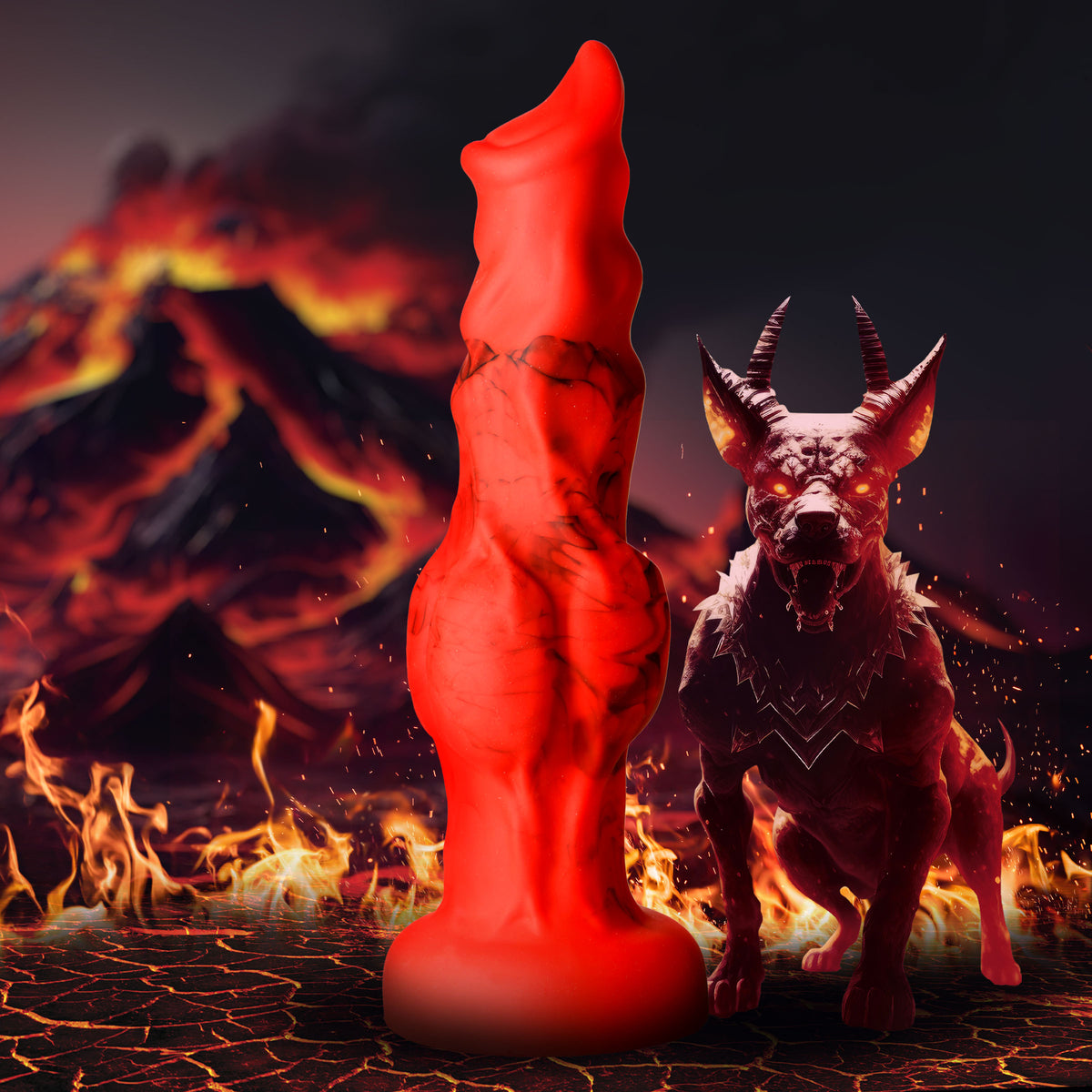 Fire Hound Silicone Dildo - Medium, Silicone