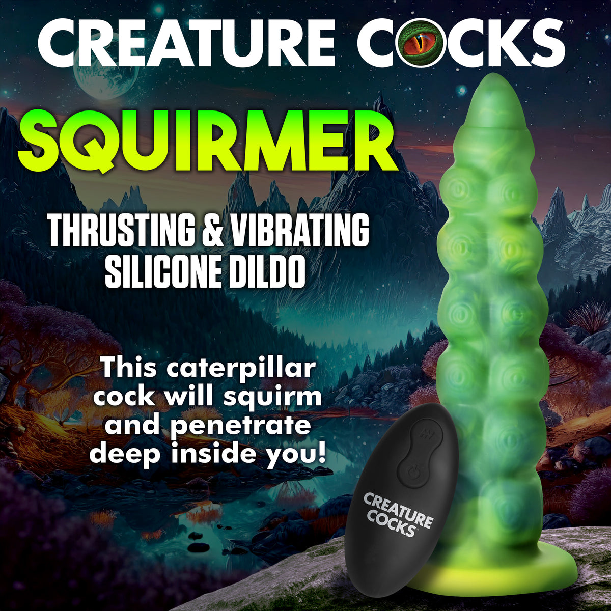 Squirmer Thrusting and Vibrating Silicone Dildo, Silicone (view 2)