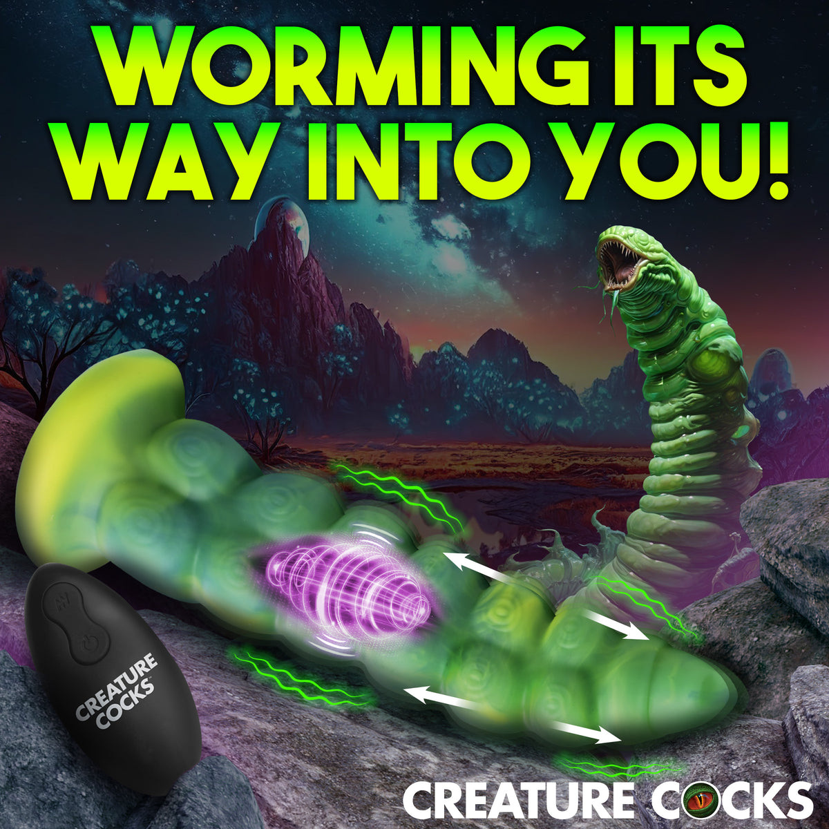 Squirmer Thrusting and Vibrating Silicone Dildo, Silicone (view 3)