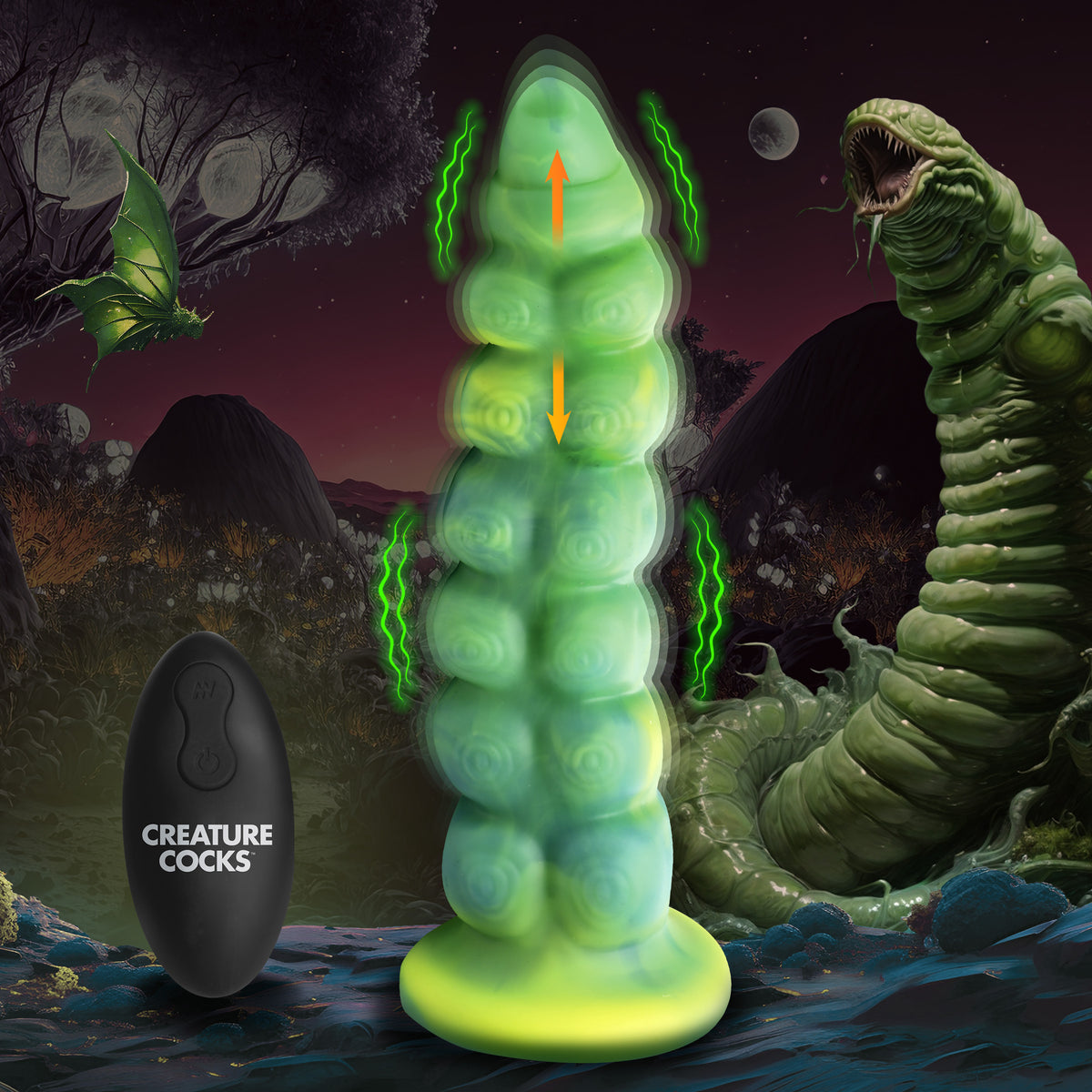 Squirmer Thrusting and Vibrating Silicone Dildo, Silicone