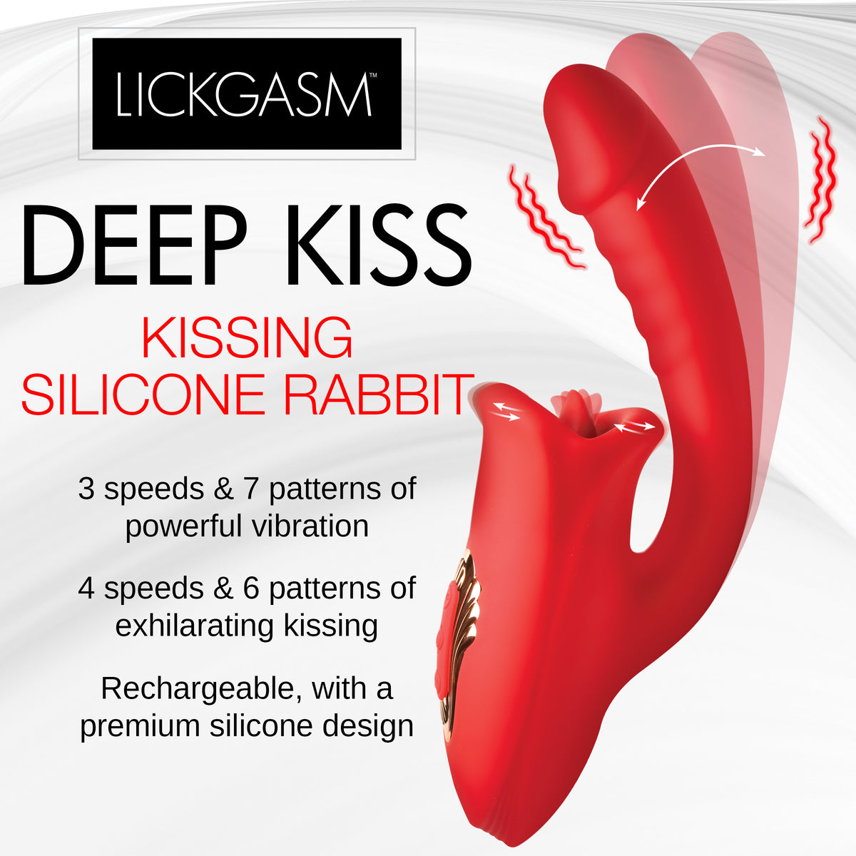 Deep Kiss Silicone Licking Rabbit Vibrator, Silicone (view 2)