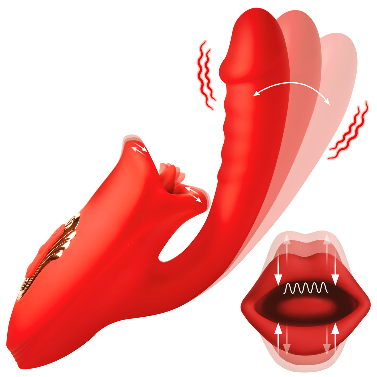 Deep Kiss Silicone Licking Rabbit Vibrator, Silicone