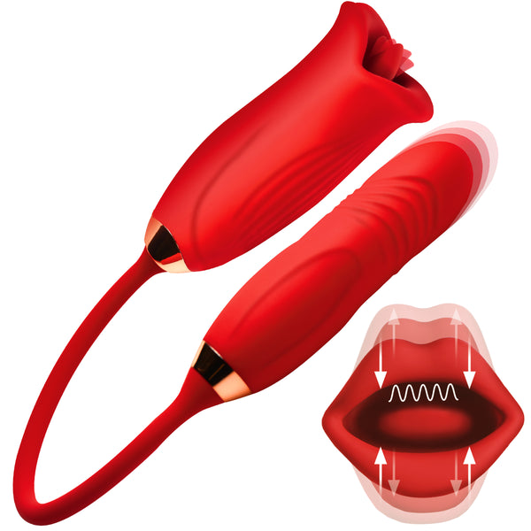 Magic Kiss Clitoral Stimulator with Thrusting Vibrator – clitoral suction toy, Silicone