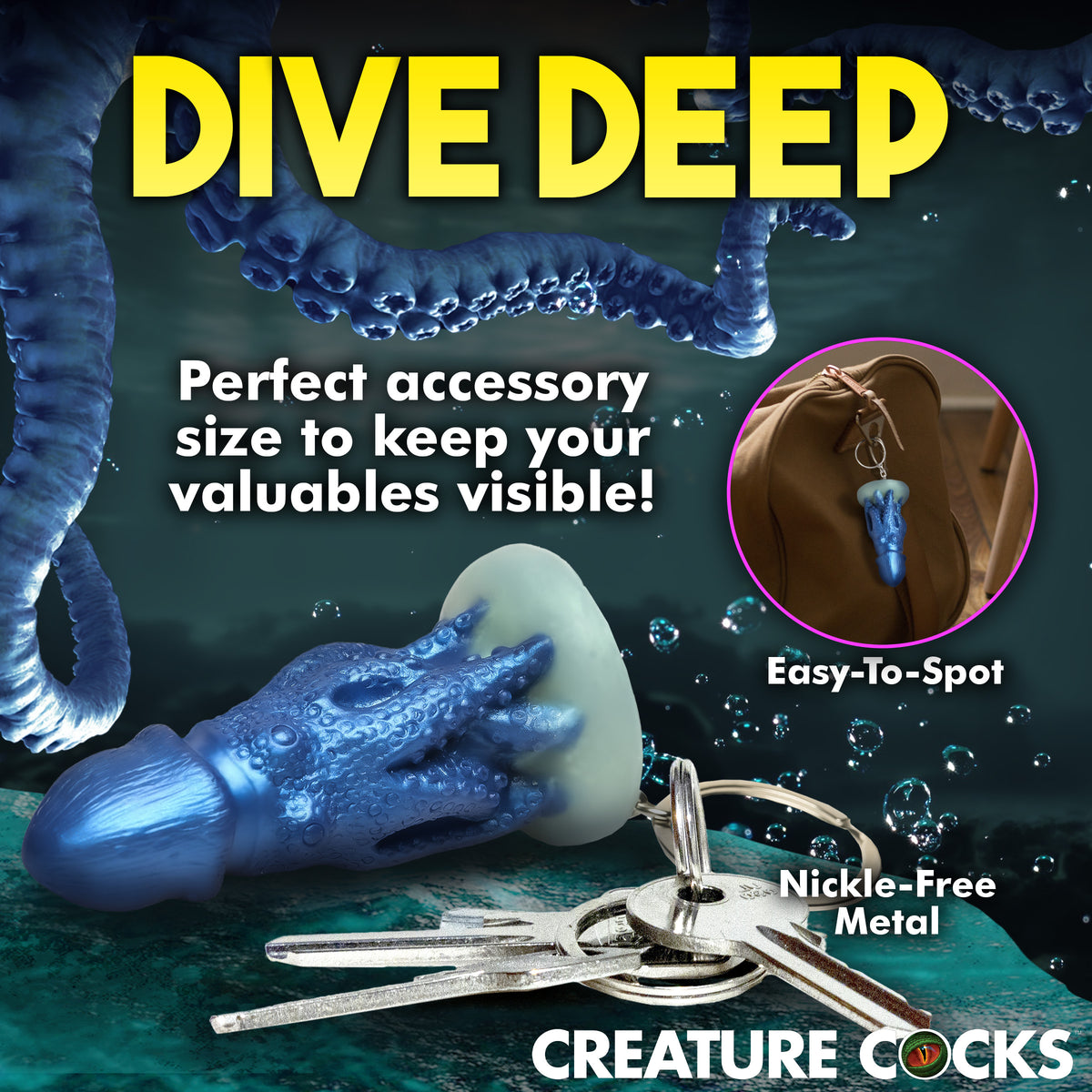 Cocktopus Mini Dildo Key Chain, Silicone (view 6)