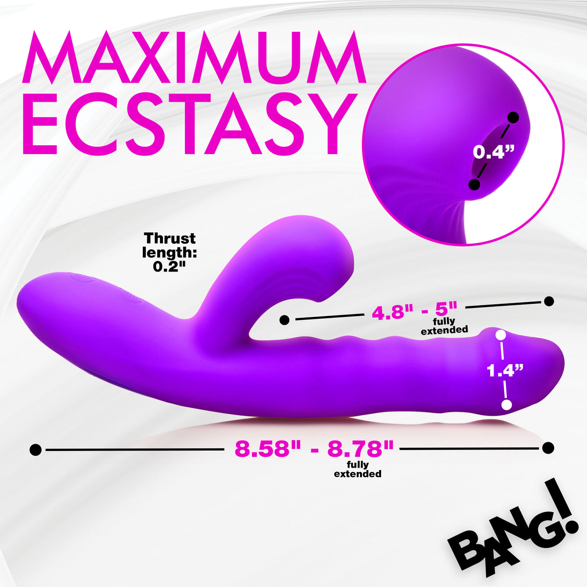 Thrusting and Sucking Silicone Rabbit Vibrator, Silicone (view 4)