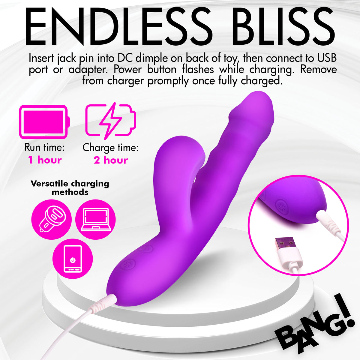 Thrusting and Sucking Silicone Rabbit Vibrator, Silicone (view 6)