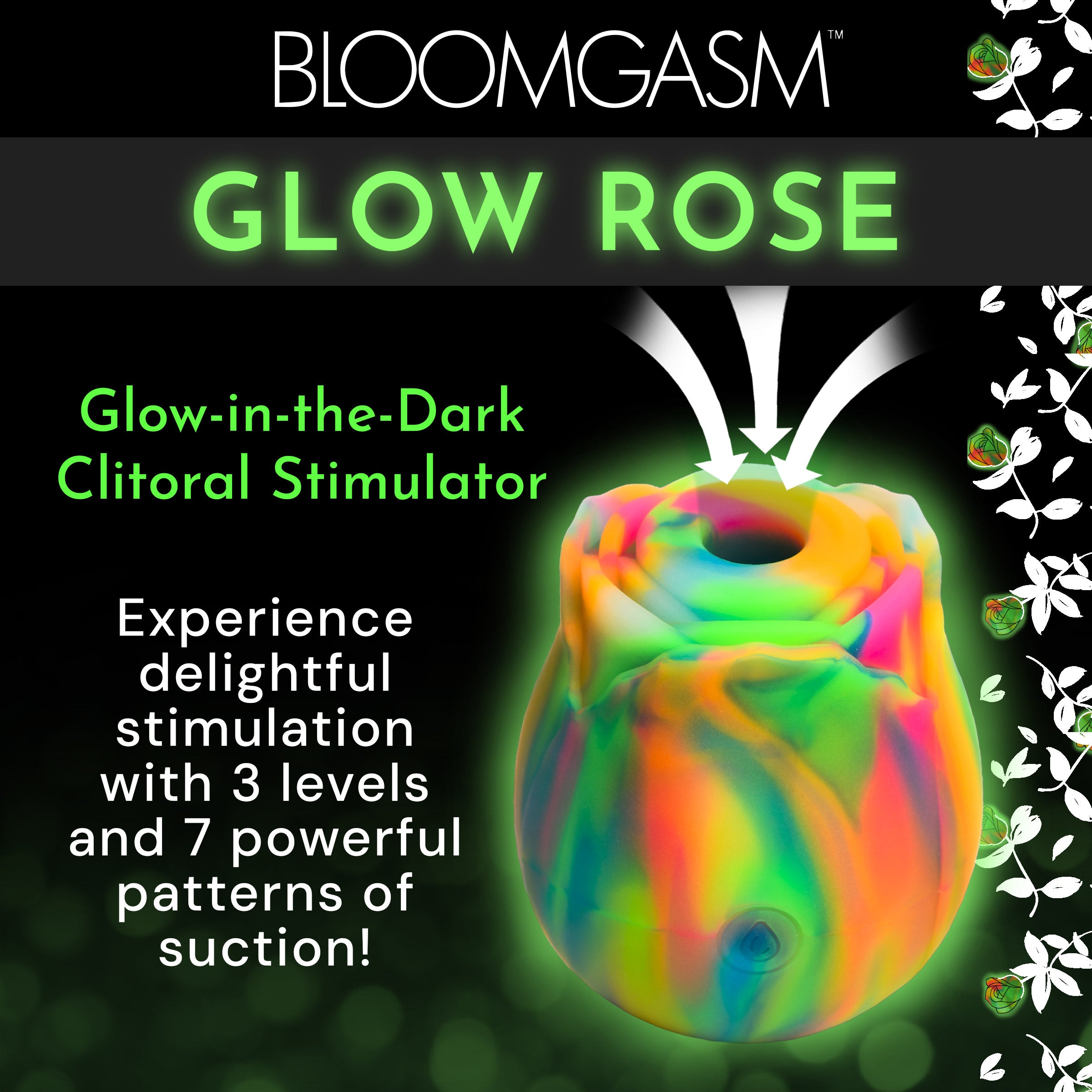 Glow-in-the-Dark Clitoral Stimulator Rose Vibrator - Multi Color