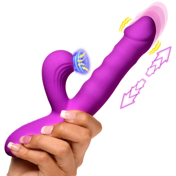 Thrust Wave Silicone Rabbit Thrusting Vibrator - Purple – rabbit vibrator, Silicone