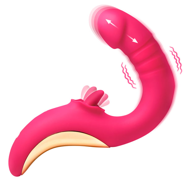 Tease and Please Thrusting Vibrator - Pink, Silicone