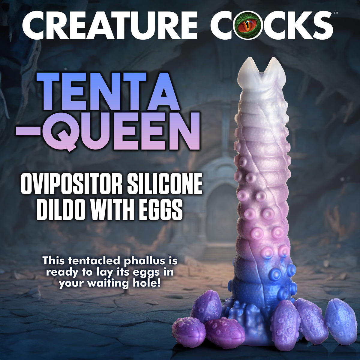 Tenta-Queen Ovipositor Silicone Dildo with Eggs, Silicone (view 2)