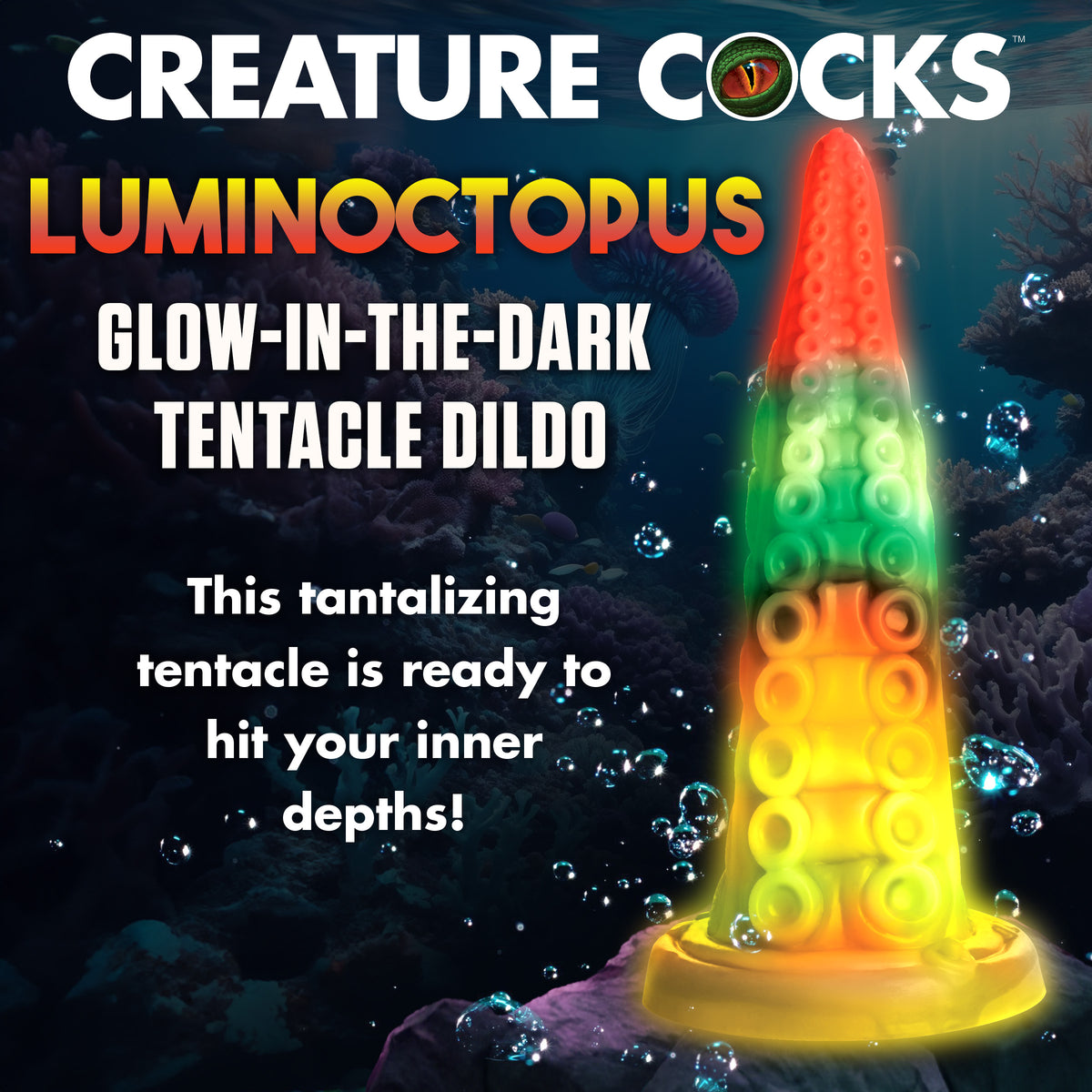 Luminoctopus Glow-In-The-Dark Tentacle Silicone Dildo, Silicone (view 2)