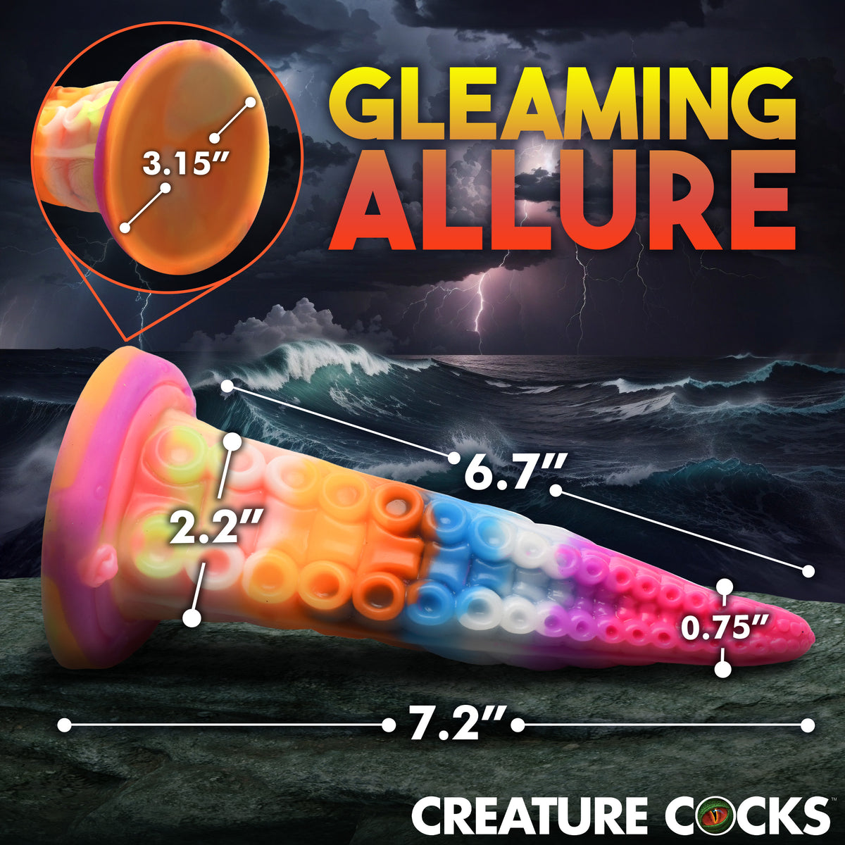 Luminoctopus Glow-In-The-Dark Tentacle Silicone Dildo, Silicone (view 4)