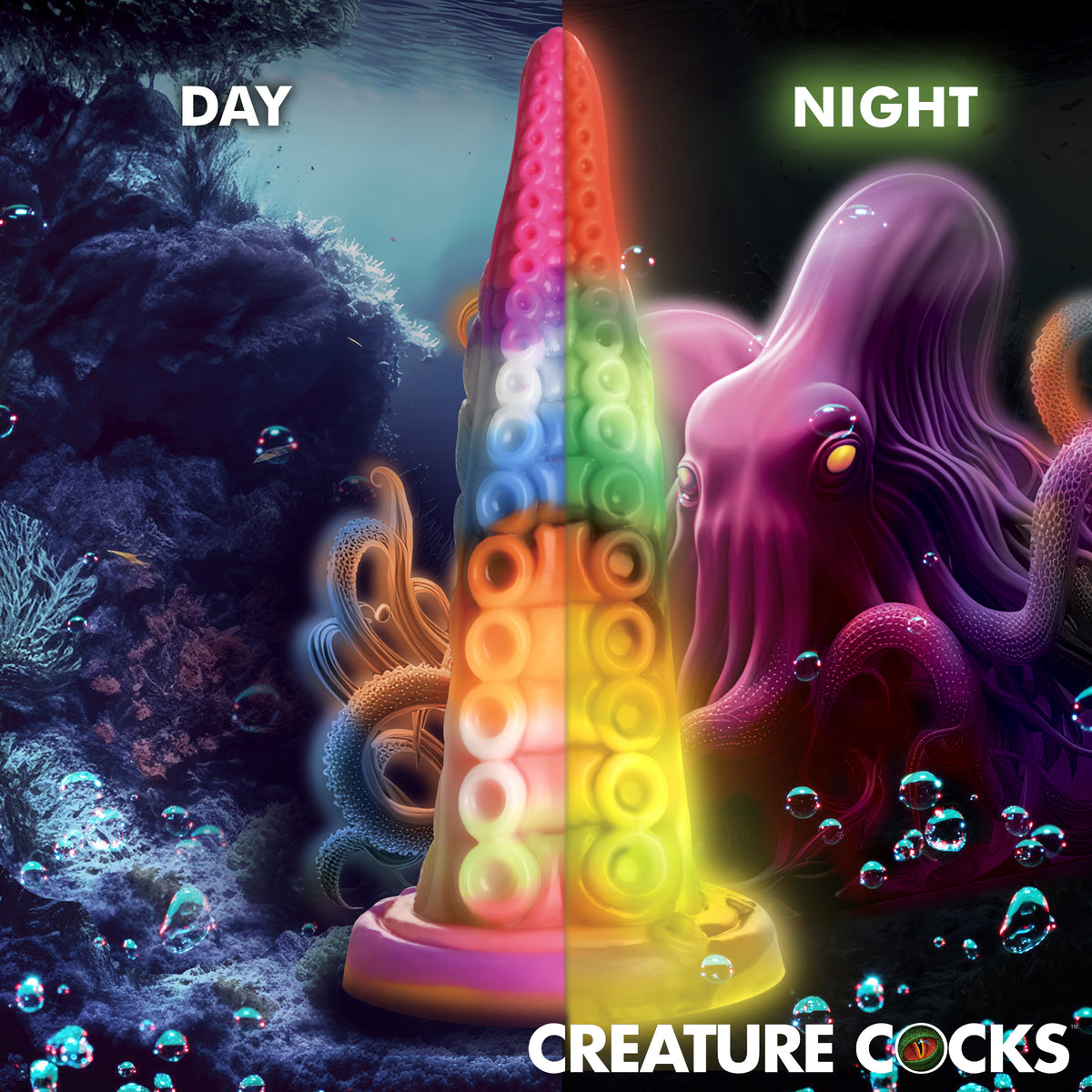 Luminoctopus Glow-In-The-Dark Tentacle Silicone Dildo, Silicone (view 6)