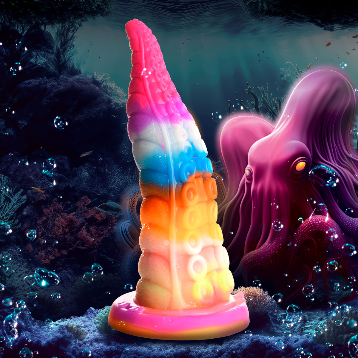Luminoctopus Glow-In-The-Dark Tentacle Silicone Dildo, Silicone