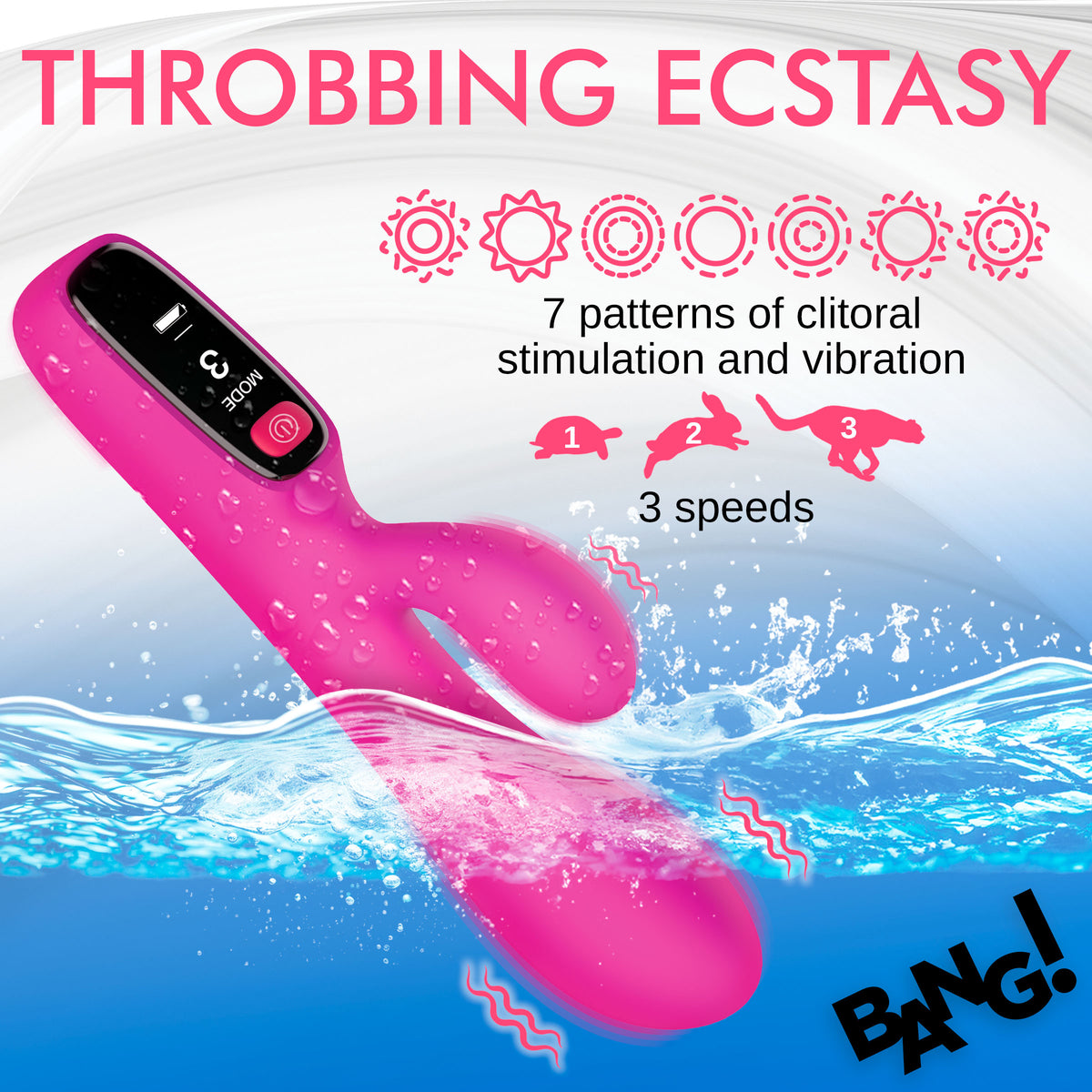 Silicone Rabbit Vibrator with Digital Display, Silicone (view 3)