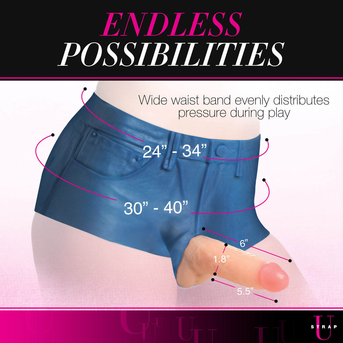 Booty Shorts 6 Inch Dildo Silicone Strap On Harness - Large – strap-on and harness, Silicone (view 4)
