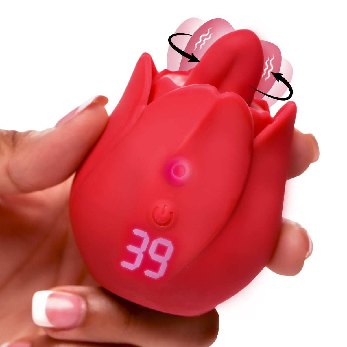 Rose Kisser Licking Tongue Vibrator - Red – clitoral suction toy, Silicone
