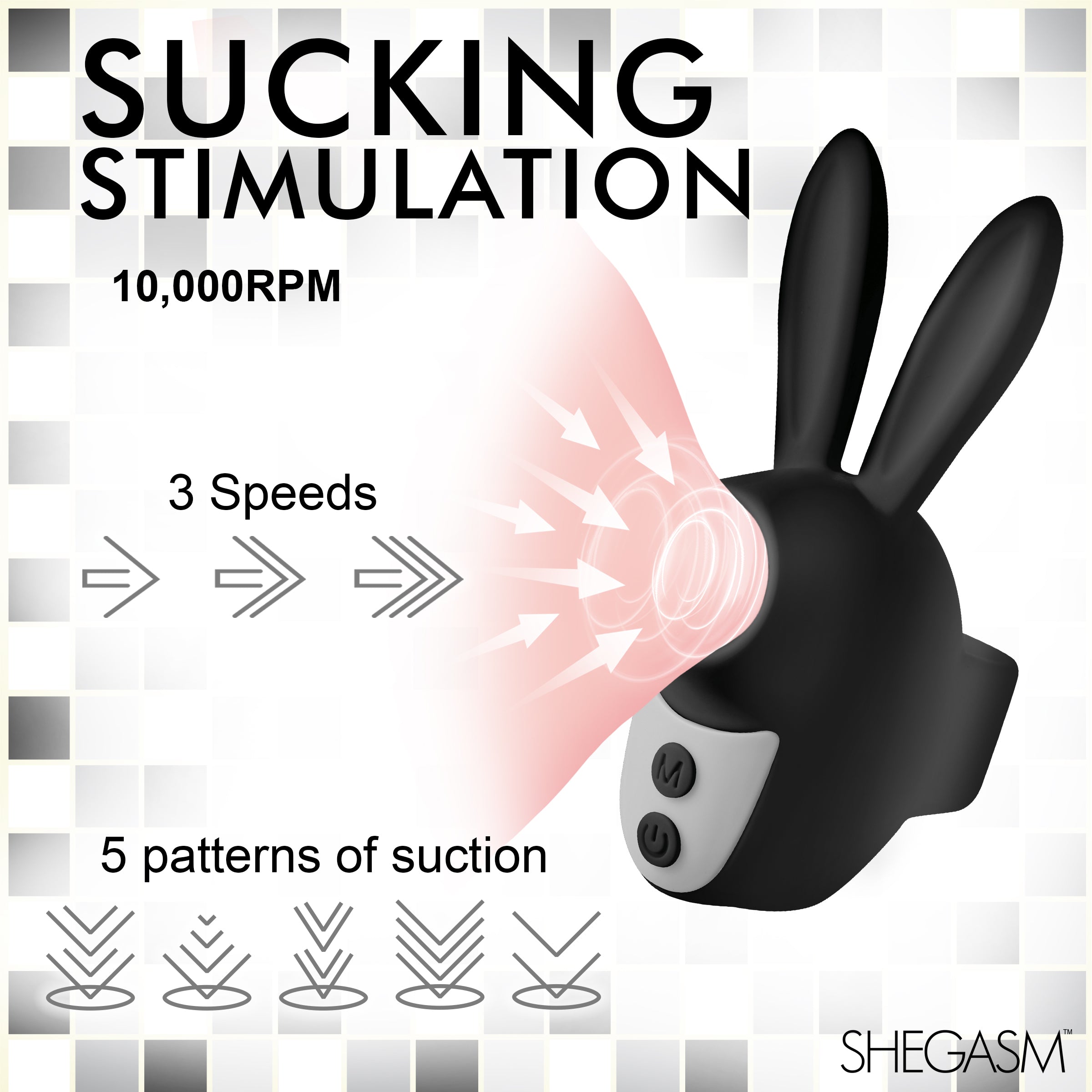 Sucky Bunny Clit Stimulator Finger Vibrator - Black