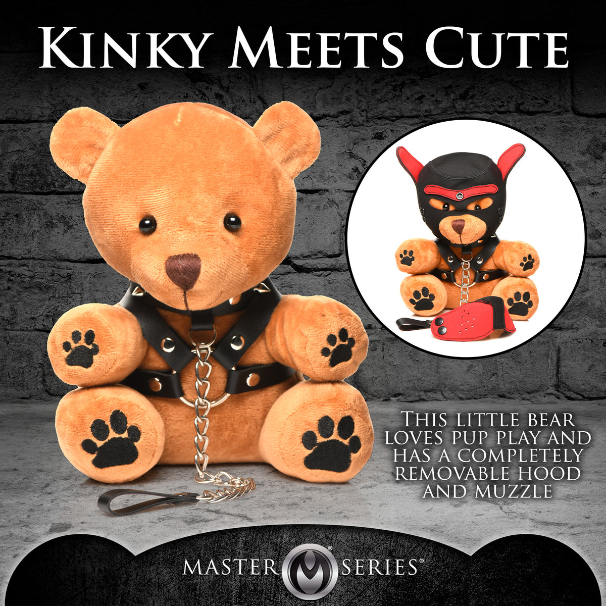 Pup Bear with Removeable Muzzle and Hood – hood and blindfold, Metal (view 3)