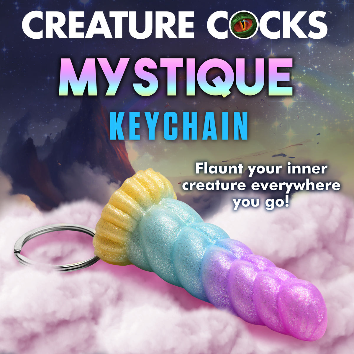 Mystique Unicorn Mini Dildo Key Chain, Silicone (view 2)